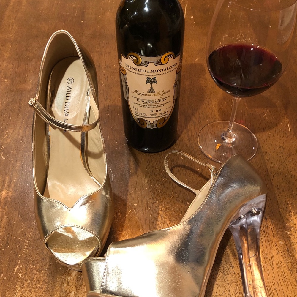 Wild Diva Gold Clear Heel PumpsSz 7.5 EUC - Picture 6 of 8